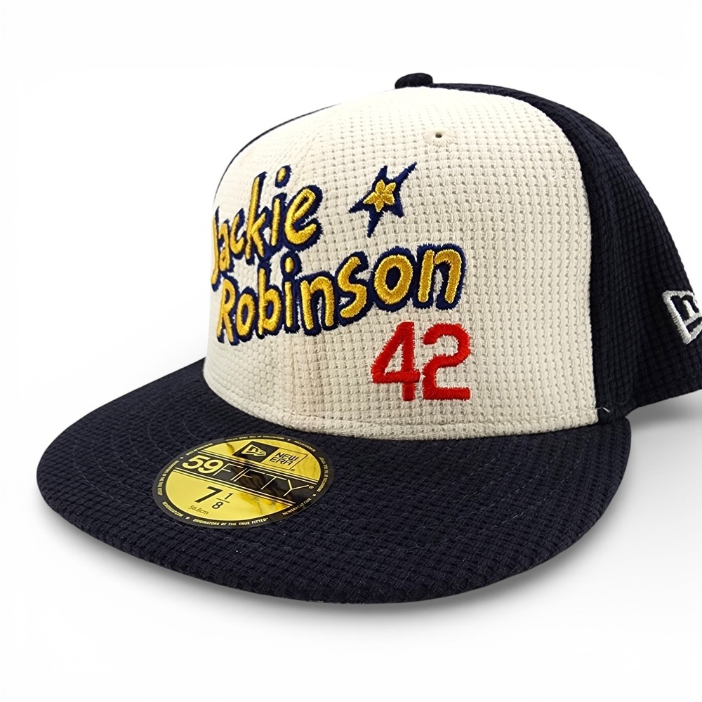 Jackie Robinson 42 Hat New Era 59Fifty Thermal Waffle Knit Fitted Size 7 1/8 NEW